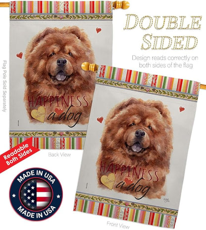 Breeze Decor Red Chow Happiness House Flag 2 pcs Pack Dog Puppy Spoiled Paw Canine Fur Pet Nature Farm Animal Creature Decoration Banner Small Garden Yard Gift Double-Sided, Made in USA