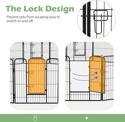 FDW Dog Playpen Dog Pen Dog Kennel 16 Panels 32 Inch Height Indoor Outdoor Folding Metal Portable Puppy Exercise Pen Heavy Duty Dog Fence for Yard Camping,Black