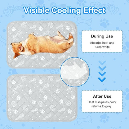 MH MYLUNE HOME Self Cooling Mat for Large Dog, 44”x32” Arc-Chill Cooling Fiber & Endothermic Color Changing Pet Cooling Pad, Foldable & Washable Non-Toxic Summer Pet Blanket