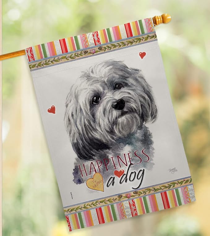 Breeze Decor Havanese Happiness House Flag Pack Dog Puppy Spoiled Paw Canine Fur Pet Nature Farm Animal Creature Applique Decoration Banner Small Garden Yard Gift Double-Sided, Made in USA