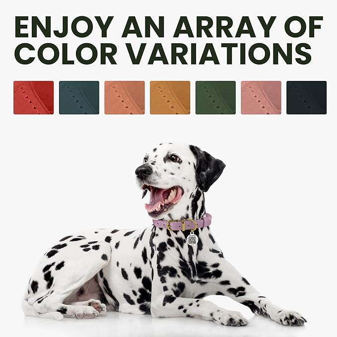 BRONZEDOG Rolled Leather Dog Collar with QR ID Tag Adjustable Soft Round Collars for Small Medium Large Dogs Puppy Cat (11" - 14 1/2" Neck Size, Burgundy)