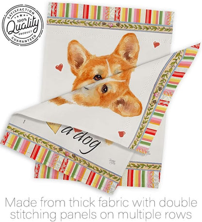 Breeze Decor Fawn Corgi Happiness House Flag Pack Dog Puppy Spoiled Paw Canine Fur Pet Nature Farm Animal Creature Vintage Applique Banner Small Garden Yard Gift Double-Sided, Made in USA