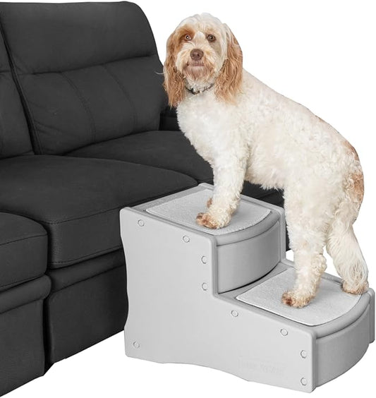 Pet Gear Easy Step II Extra Wide Pet Stairs, 2 Step for Dogs/Cats up to 200 pounds, Removable/Washable Carpet, Easy Assembly (No Tools Required), 3 Colors