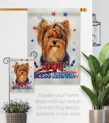 Breeze Decor Patriotic Yorkie Garden House Flag Kit Dog Puppy Spoiled Paw Canine Fur Pet Nature Farm Animal Creature Decoration Banner Small Yard Gift Double-Sided, Made in USA