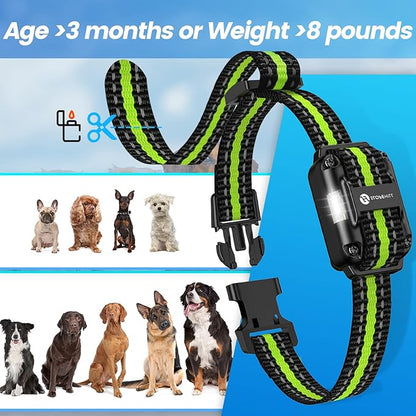 Dog Training Collar with Remote, Electronic Dog Shock Collar with Beep, Vibration, Shock, Light and Keypad Lock Mode, Electric Dog Collar Set for Small Medium Large Dogs (Black Green)