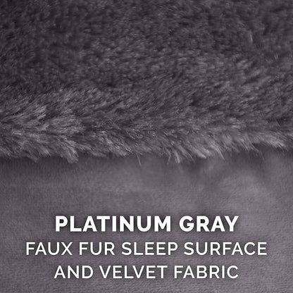Furhaven Memory Foam Dog Bed for Medium/Small Dogs w/ Removable Bolsters & Washable Cover, For Dogs Up to 35 lbs - Plush & Velvet L Shaped Chaise - Platinum Gray, Medium