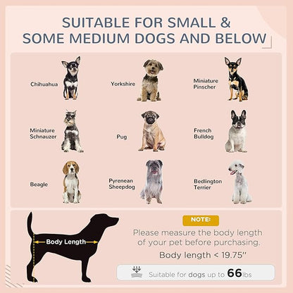 PawHut Wicker Dog House Outdoor with Canopy, Rattan Dog Bed with Water-Resistant Cushion, Raised Dog Bed for Small, Medium Dogs up to 66 lbs, 19.75" in Length, Brown Wicker, White Cushion