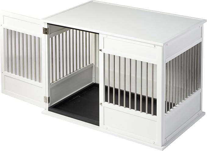 New Age Pet Horizon Pet Crate - Durable ECOFLEX with Stainless Steel Spindles, Bone-Shaped Latches, Easy Access Door, Stylish Design, 10-Year Warranty, Available in 3 Sizes & 2 Colors