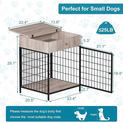 Dog Crate Furniture, Dog Crate Table, Decorative Dog Kennel with Drawer, Indoor Pet Crate End Table for Small Dog