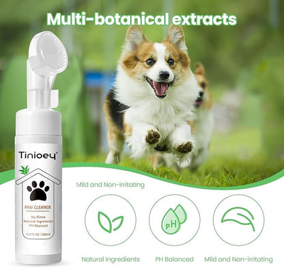 Foaming Paw Cleaner for Dogs and Cats (6.8 oz) | No-Rinse Dandelion Cleanser with Brush and Absorbent Towel (Fragrance Free)