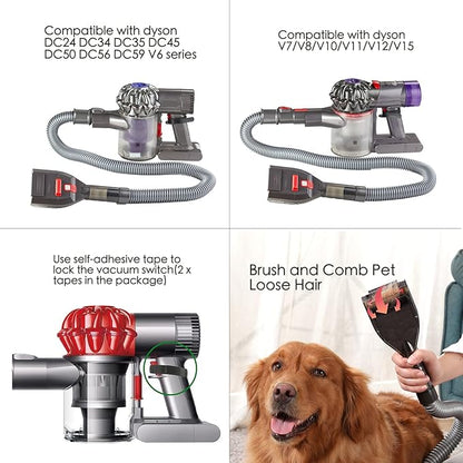 Brush Hair Deshedding Tool for Dogs&Cats Professional Shedding Fur Remover Comb as Vacuum Cleaner Attachment Kit for Dyson V15 V12 V11 V10 V8 V7 V6