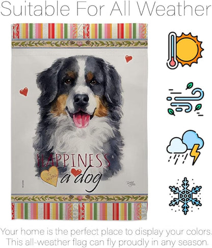Breeze Decor Bernese Mountain Happiness Garden House Flag-Kit Dog Puppy Spoiled Paw Canine Fur Pet Nature Farm Animal Creature Decoration Banner Small Yard Gift Double-Sided, Made in USA