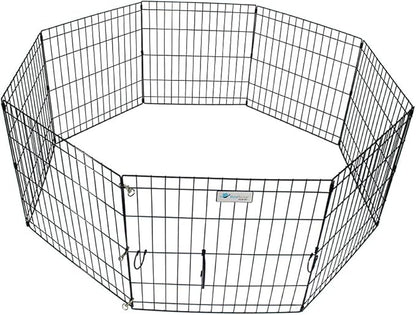 ValuPlanet Epoxy Folding Dog Exercise Pen, 30-Inch, Black
