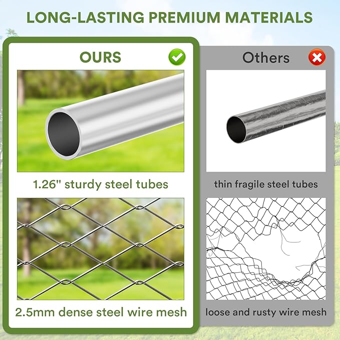 10x10 ft Dog Kennel Outdoor - Outside Dog Kennel with Roof, Heavy Duty Large Outdoor Dog Kennel, Covered Dog Outdoor Kennel with Rotating Feeder Bowls