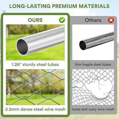 10x10 ft Dog Kennel Outdoor - Outside Dog Kennel with Roof, Heavy Duty Large Outdoor Dog Kennel, Covered Dog Outdoor Kennel with Rotating Feeder Bowls