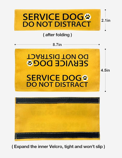 Yellow Service Dog Do Not Distract Dog Leash Sleeve, Funny Service Dog Tags Dog Leash Sleeve Wrap Alert Hanging ID Patch Tag, Pet Dog Birthday Service Dog Leash Gift for Dog Owners