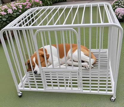 Dog Crate Cage XL Kennel Indoor Heavy Duty Pet Escape Proof Crate for Medium and Large Dogs Removable Crate (White)