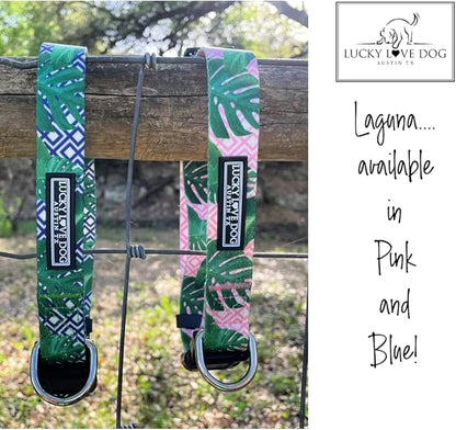 Lucky Love Dog, Tropical Dog Collar for Female Male Dogs, Comfortable & Soft, Vivid Pink Dog Collar - (Large, Laguna Collar)