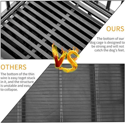 LUCKUP Empire Heavy Duty Dog Cage Metal Kennel and Crate for Medium and Large Dogs, Pet Playpen with Four Wheels, Easy to Install, 42 inch, Black