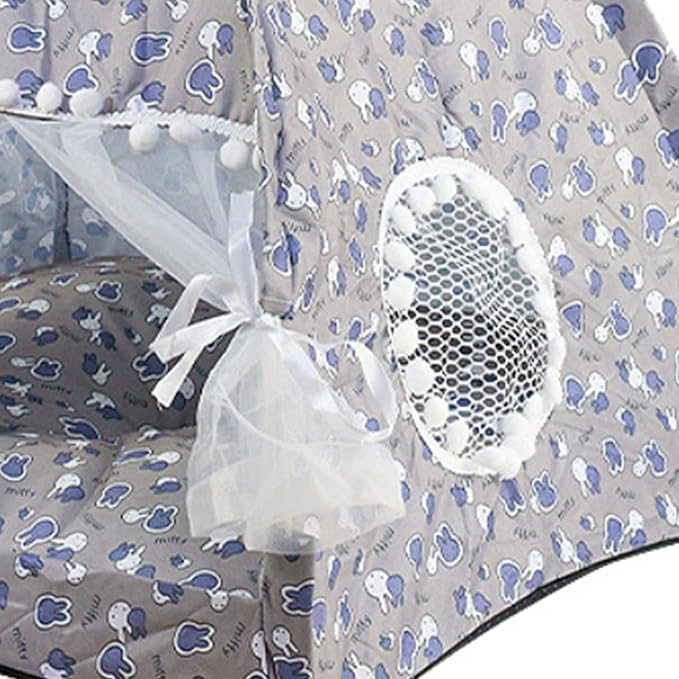 VINGVO Cute Dog Tent House, Indoor Pet Tent Washable Prevent Deformation Waterproof Bottom Detachable with Mesh Door Window for All Seasons (Gray)