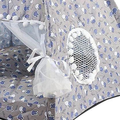 VINGVO Cute Dog Tent House, Indoor Pet Tent Washable Prevent Deformation Waterproof Bottom Detachable with Mesh Door Window for All Seasons (Gray)