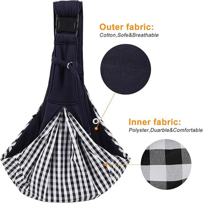 Surblue Dog Sling Carrier Bag with Hands Free Reversible Belts,Safe Comfortable Adjustable Crossbody Shoulder Outdoor Travel Pet Tote Suitable for Small Pet Cat Puppy up to 12 lb (Buckle Darkblue)