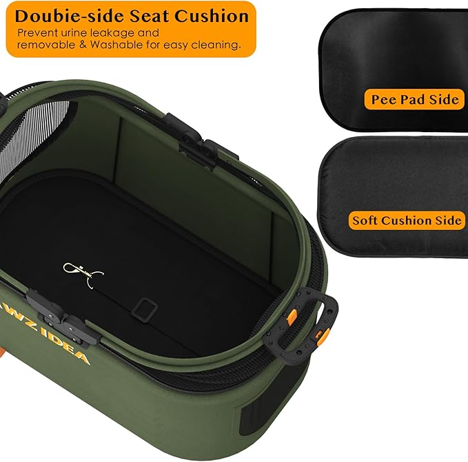 PAWZIDEA Portable Small Dog Crate for Car Travel, Enclosed Pet Car Seats for Small/Medium Dogs & Cats, Reversible No-Zip Canopy, Soft-Sided Pet Carrier Crates, Foldable Travel Dog Kennel, Metal Frame