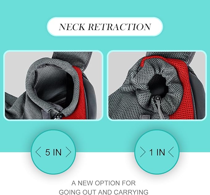 Pet Dog Sling Carrier, Breathable Mesh Adjustable Puppy Sling Carrier Hand Free for Medium Dog Cat Rabbit, L, Red