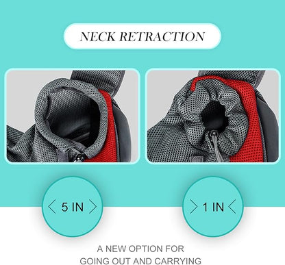 Pet Dog Sling Carrier, Breathable Mesh Adjustable Puppy Sling Carrier Hand Free for Medium Dog Cat Rabbit, L, Red