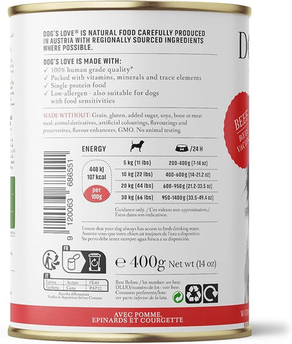 DOG'S LOVE Single Protein, Limited Ingredients, Ethically Sourced, Grain Free Wet Dog Food - Canned Soft Dog Food, Grain Free Dog Food for Your Dog - Premium Can Dog Food | 6 cans (14.1 Oz, Beef)