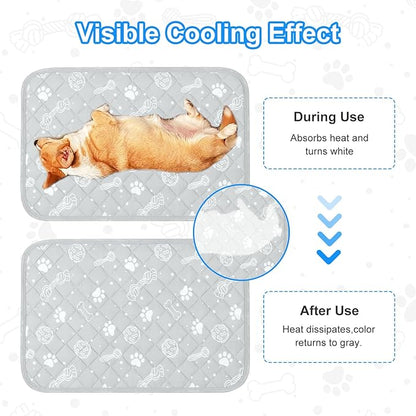 MH MYLUNE HOME Self Cooling Mat for Dog, 28”x39” Arc-Chill Cooling Fiber & Endothermic Color Changing Pet Cooling Pad, Foldable & Washable Non-Toxic Summer Pet Blanket