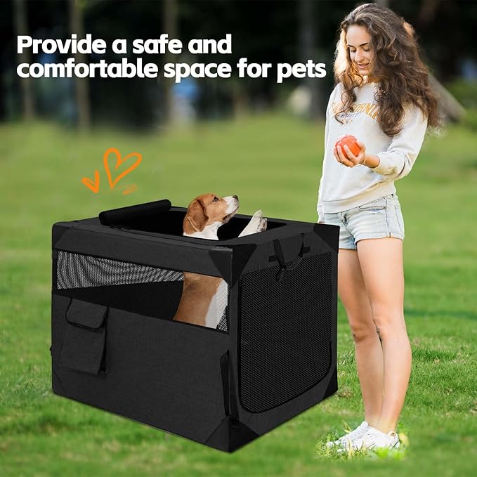 Dog Crate 36x25x25 Inch Dog Crate for Large Dogs, Portable and Foldable Design Perfect for Travel or Home Use, Dog Kennel with 3-Door
