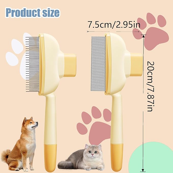 Flea Comb for Dogs and Cats with Release Button Fine Tooth Dog Comb for Grooming Massaging and Cleaning Remove Fleas Eggs Pet Hair Removal for Short and Long Hair 2 Pack