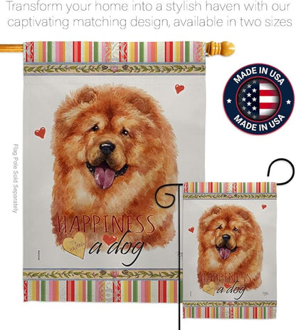 Breeze Decor Chow Happiness Garden House Flag Set Dog Puppy Spoiled Paw Canine Fur Pet Nature Farm Animal Creature Decoration Banner Small Yard Gift Double-Sided, Made in USA