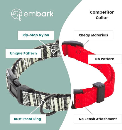 Embark Urban Dog Collar – Dog Collar Stylish & Durable Nylon Dog Collar for Large Dogs, Small Dogs & Medium Dogs.Comfortable Pet Collar Strong Buckles for Any Size Breed (Lunar, Large)