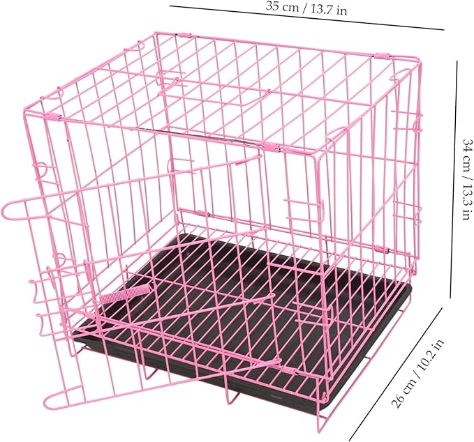 Folding Metal Dog Crate, Pink, Portable, Easy to Install, Durable, Secure, Airy, and Comfortable