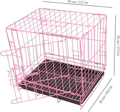 Folding Metal Dog Crate, Pink, Portable, Easy to Install, Durable, Secure, Airy, and Comfortable