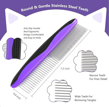 4 in 1 Pet Grooming Kit, Self Cleaning Slicker Brush for Dogs Cats & Small Animals, Dog Brush for Shedding Short Long Haired Dogs. Removes Loose Undercoat, Tangled Hair, Steam Brush