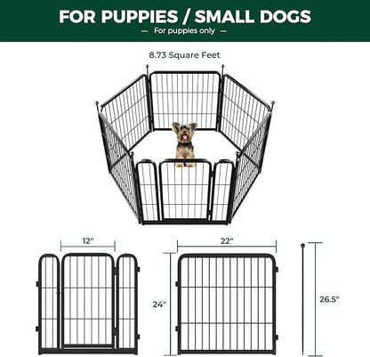 FXW Rollick Dog Playpen for Yard, RV Camping, 24 inch 6 Panels for Puppy and Small Dogs│Patented