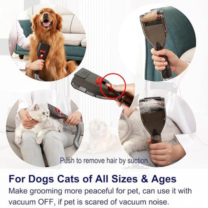 Dog Hair Vacuum Attachment for Most Vacuums, Pet Shedding Grooming Brush Tool with Long Extension Hose and Universal Vac Hose Adapters (Universal)