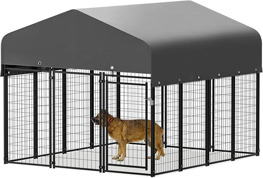 MoNiBloom Outdoor Dog Kennel Anti-Rust and Heavy-Duty Outdoor Dog Fence Dog Pen with Waterproof Cover and Lock for Large Dogs, 6.25ft High Expandable Dog Playpen House for Outside Yard, 14 Panels