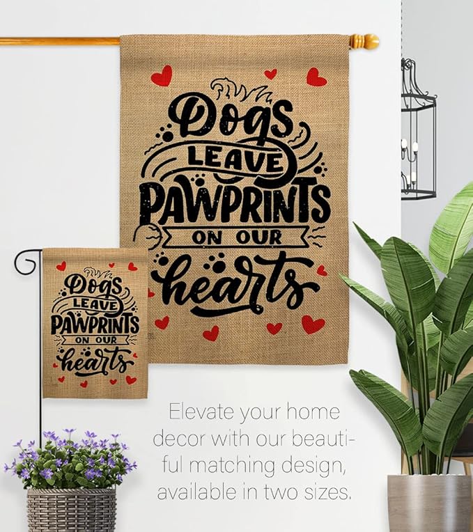 Breeze Decor Leave Pawprints House Flag Pack Dog Puppy Spoiled Paw Canine Fur Pet Nature Farm Animal Creature Vintage Applique Banner Small Garden Yard Gift Double-Sided, Made in USA