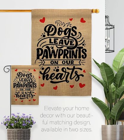 Breeze Decor Leave Pawprints House Flag Pack Dog Puppy Spoiled Paw Canine Fur Pet Nature Farm Animal Creature Vintage Applique Banner Small Garden Yard Gift Double-Sided, Made in USA