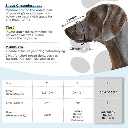 Dog Muzzle,Mesh Soft Muzzle for Small Medium Large Sized Dogs, Breathable Reflective Adjustable Puppy Muzzles with Collar for Scavenging Grooming Biting Chewing,Allows Panting and Drinking(Grey XL)