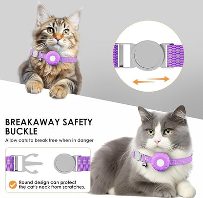 Pet Tracker for Cats,GPS Cat Tracker,Smart Pet Location Tracker with Collar and Holder,Waterproof Cat GPS Tracker Tracking Device,No Monthly Fee,Works with Apple Find My(iOS Only)-Purple