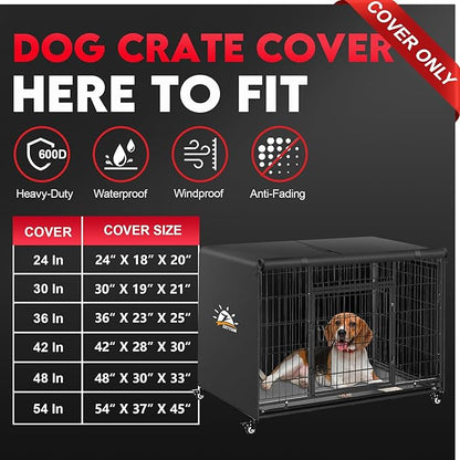 Dog Crate Cover 48 Inch - 600D Kennel Crate Covers for Dog Cage Waterproof & Heavy Duty, Small Dog Cage Cover Universal Fit for Most Wire Pet Crates - 48 x 31 x 31 Inch (Cover Only)