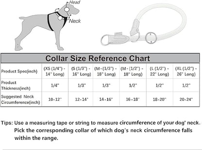 Braided Collar, Pro Training Dog Collar, No Pull Round Collar, Slip Collar with Slidable Stop Ring - Ideal for Medium/Large Dogs (M+(1/2") - 18" Long, Red)