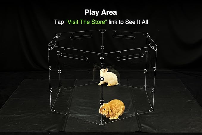 GuineaLoft™ Acrylic Folding Pet Gate and Divider – Large, Clear, Free-Standing, Foldable, Extendable, Lockable, Sturdy Enclosure for Dogs, Rabbits, Ferrets, Chinchillas - Visit The Store to See More