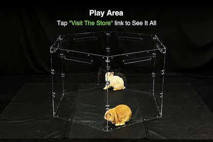 GuineaLoft™ Acrylic Folding Pet Gate and Divider – Large, Clear, Free-Standing, Foldable, Extendable, Lockable, Sturdy Enclosure for Dogs, Rabbits, Ferrets, Chinchillas - Visit The Store to See More