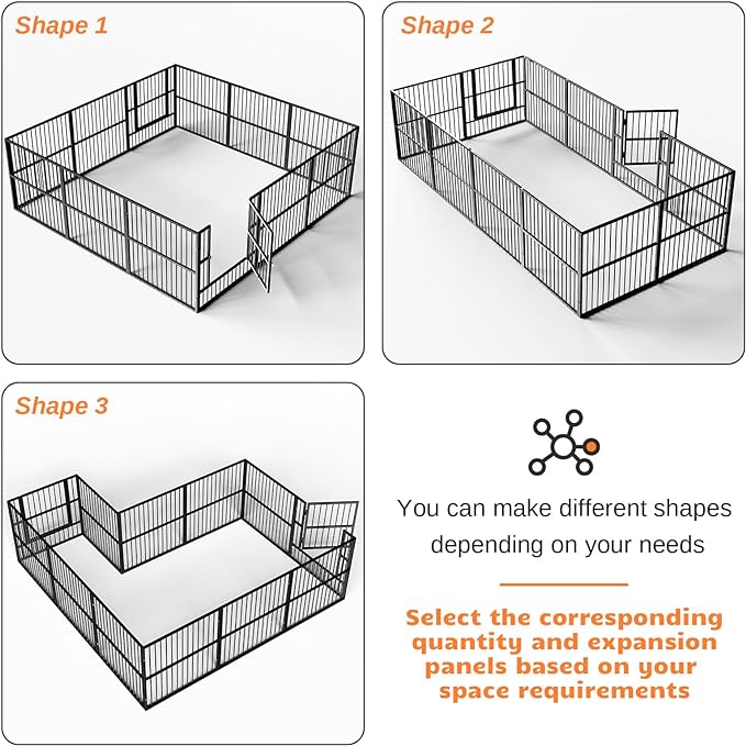 Dog Playpen - 32" Height Dog Pen, Heavy Duty Puppy Pen with Door, Safe & Sturdy, Easy Assemble for Indoor/Outdoor Pet Playpen (2 Panels, Grey)